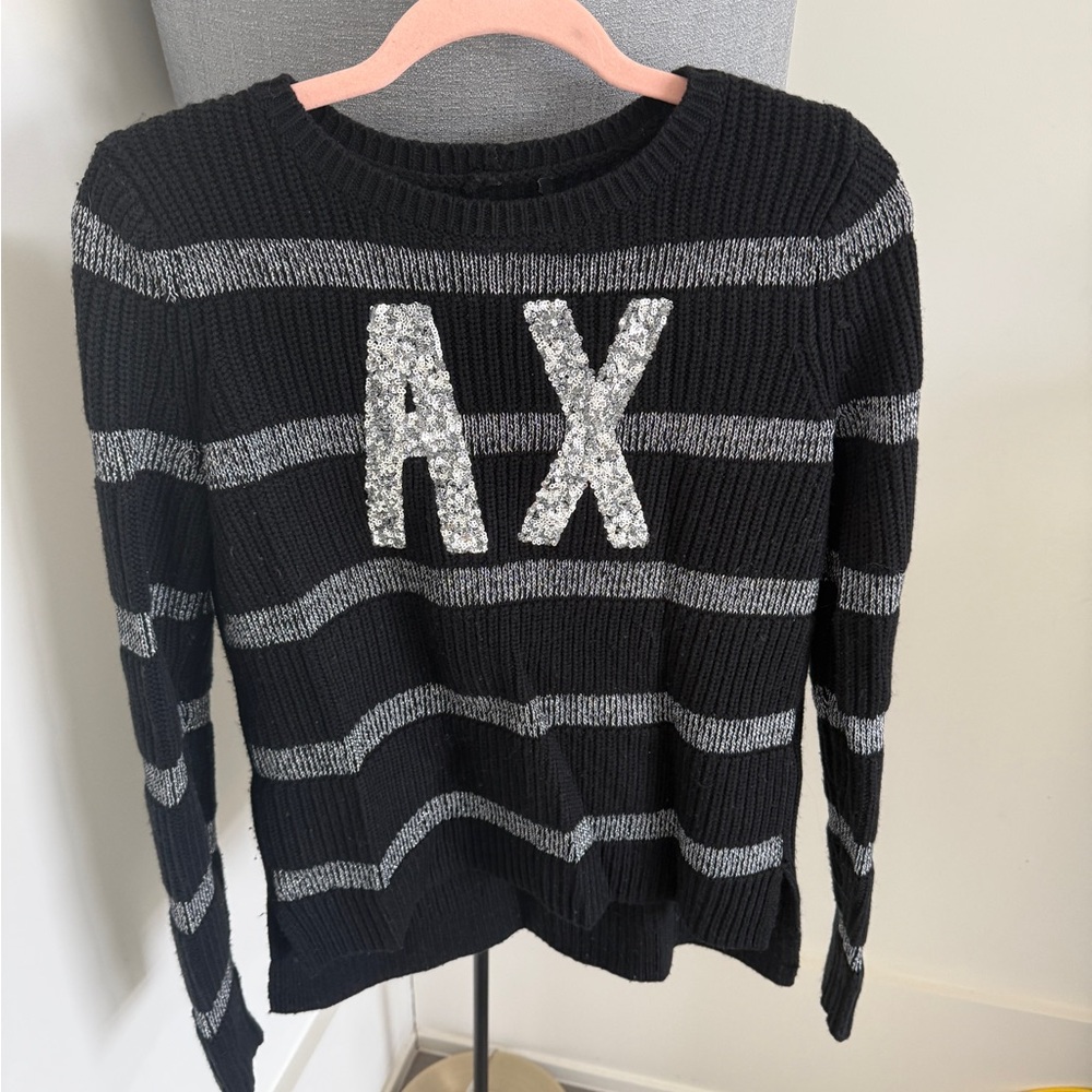 Women's Black and Gray Sweater Armani Exchange Size S